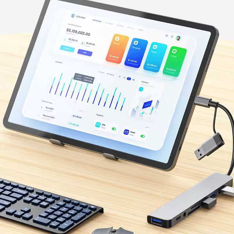 8 in 2 USB +Type C Slim HUB  with 3.5mm Audio Jack Adapter Micro SD Card Reader Laptop Tablet Phone - gizmoo
