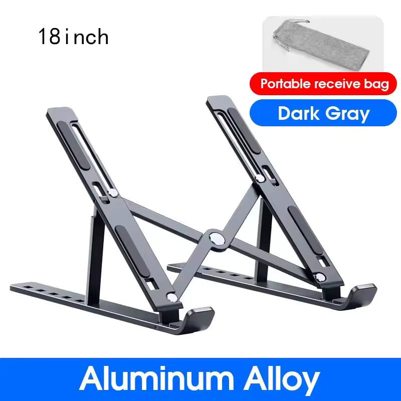 Adjustable Aluminum Alloy Laptop Stand – 18-Inch | Dark Gray - gizmoo