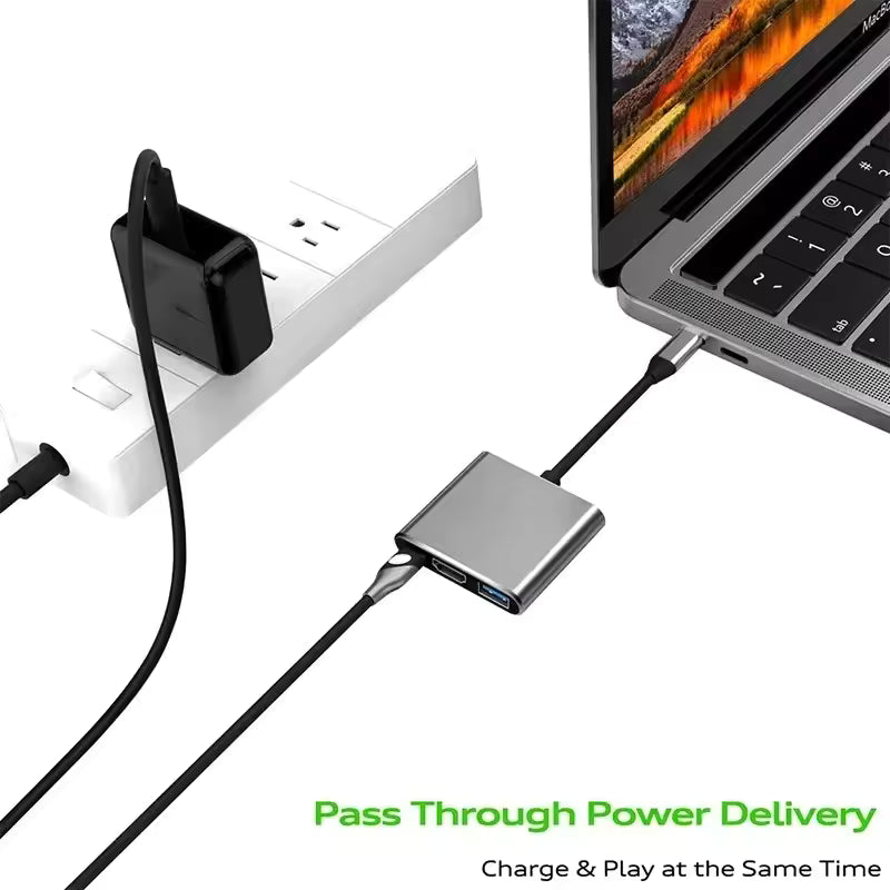 3 in 1 USB Hub – USB-C to HDMI Splitter with USB 3.0 - gizmoo