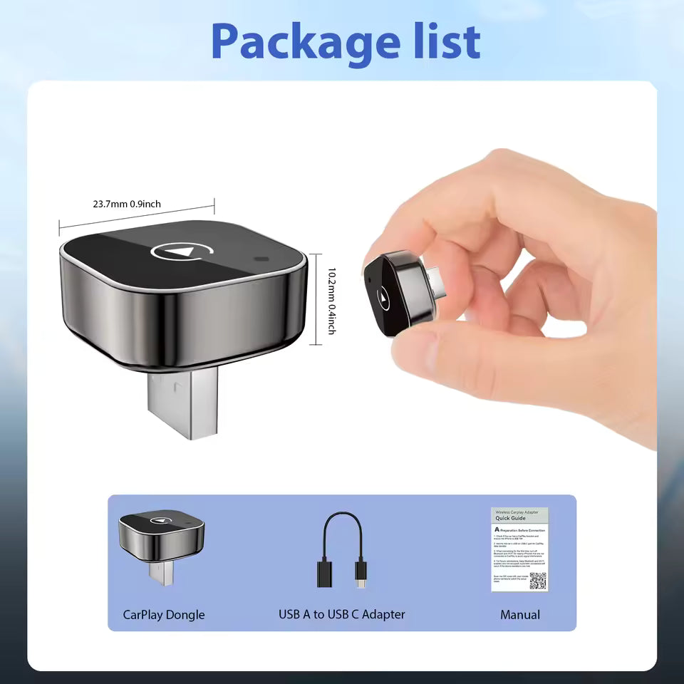 2 in 1 Wireless CarPlay Adapter&Android Auto Wireless Adapter, 5Ghz WiFi Type-C/USB Plug Play CarPlay Wireless - gizmoo