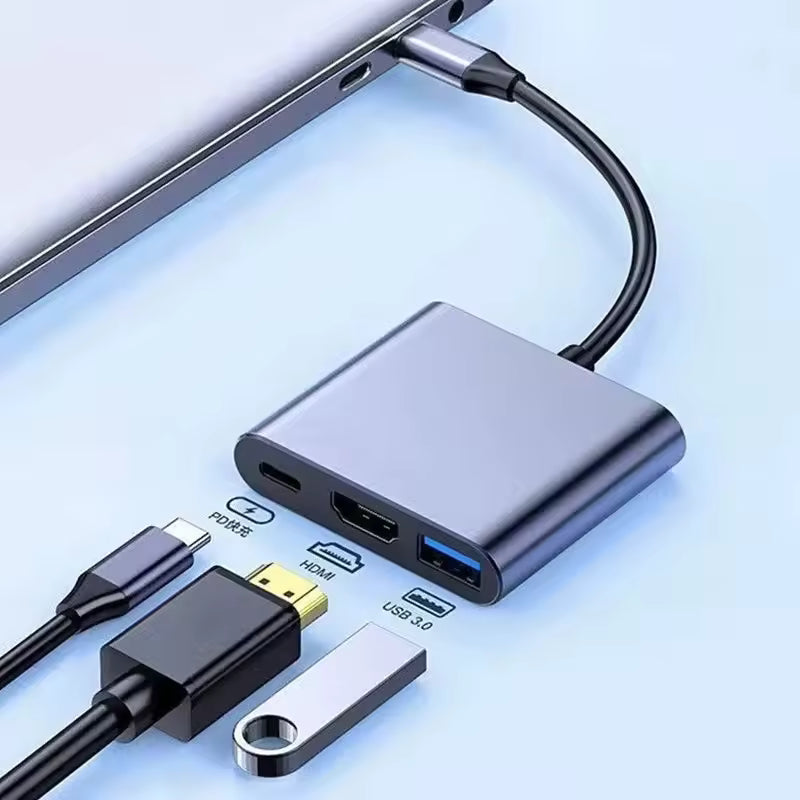 3 in 1 USB Hub – USB-C to HDMI Splitter with USB 3.0 - gizmoo