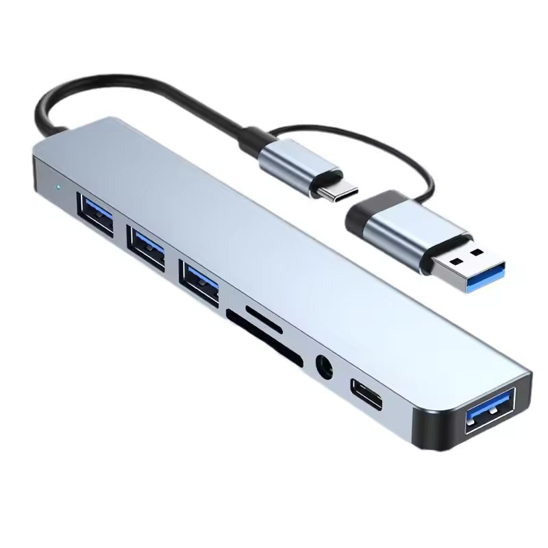 8 in 2 USB +Type C Slim HUB  with 3.5mm Audio Jack Adapter Micro SD Card Reader Laptop Tablet Phone - gizmoo
