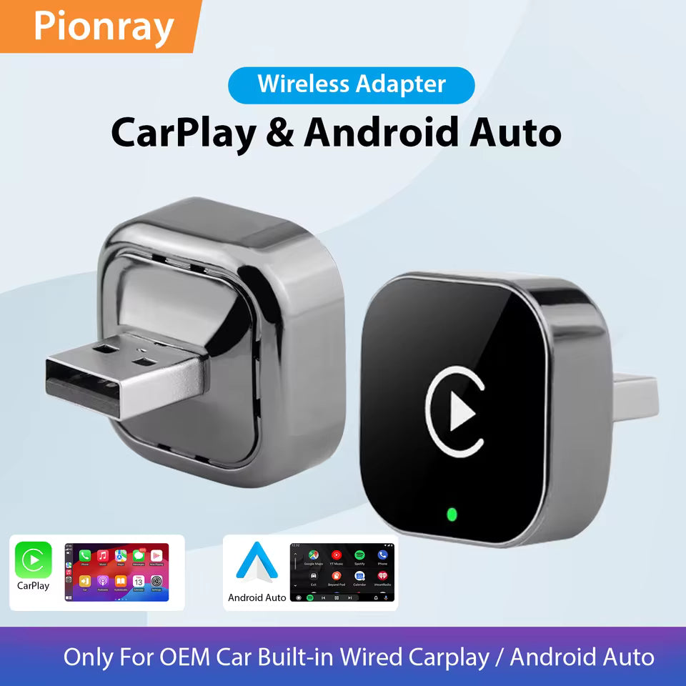 2 in 1 Wireless CarPlay Adapter&Android Auto Wireless Adapter, 5Ghz WiFi Type-C/USB Plug Play CarPlay Wireless - gizmoo