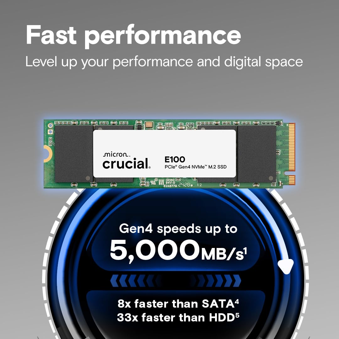 Crucial E100 M.2 2230 PCIe Gen 3x4 NVMe SSD 1TB - gizmoo